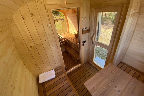 Thermowood mobile sauna on trailer