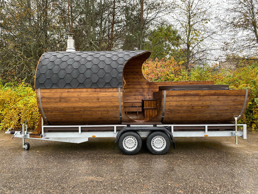 Luxury Thermowood Mobile Sauna & Hot Tub on Traile