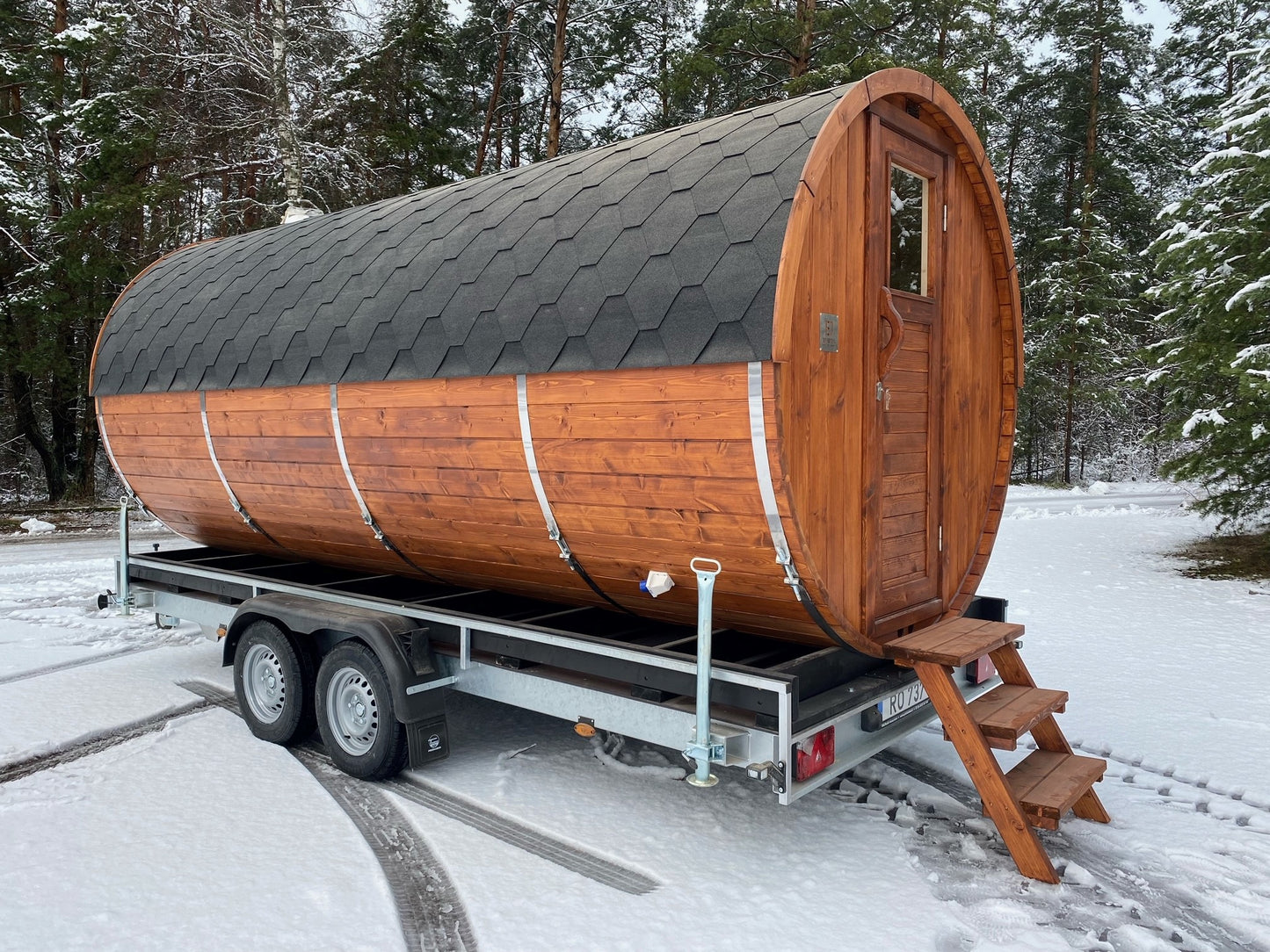 Thermowood mobile sauna on trailer