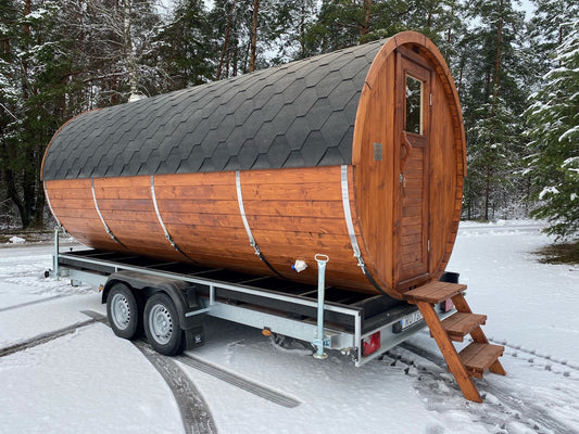 Thermowood mobile sauna on trailer