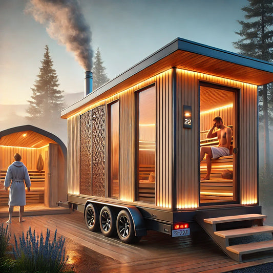 Custom Barrel Mobile Trailer Sauna Concept - Voyager